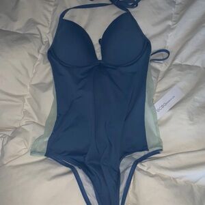 BCBG one piece blue bathing suit